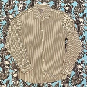 H&M Striped Button Dress Shirt. Gray, Orange, White  Medium Slim Fit